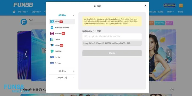 Cách thức rút tiền tại FUN88 rất đơn giản.